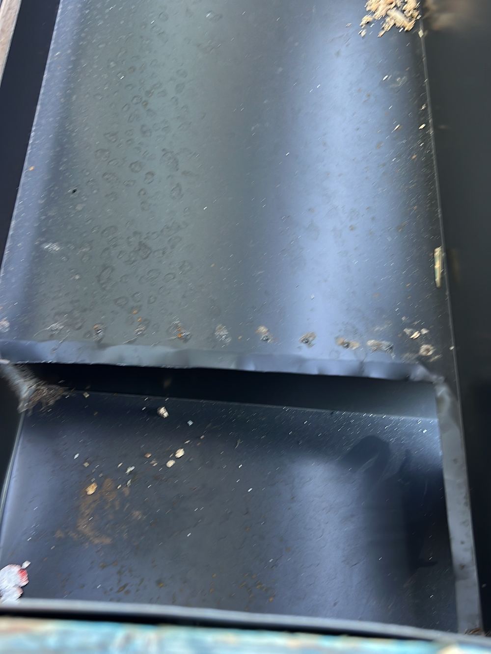 Box gutter sump changing direction instead of discharging straight down, found during a lock-up inspection in Castle Hill
